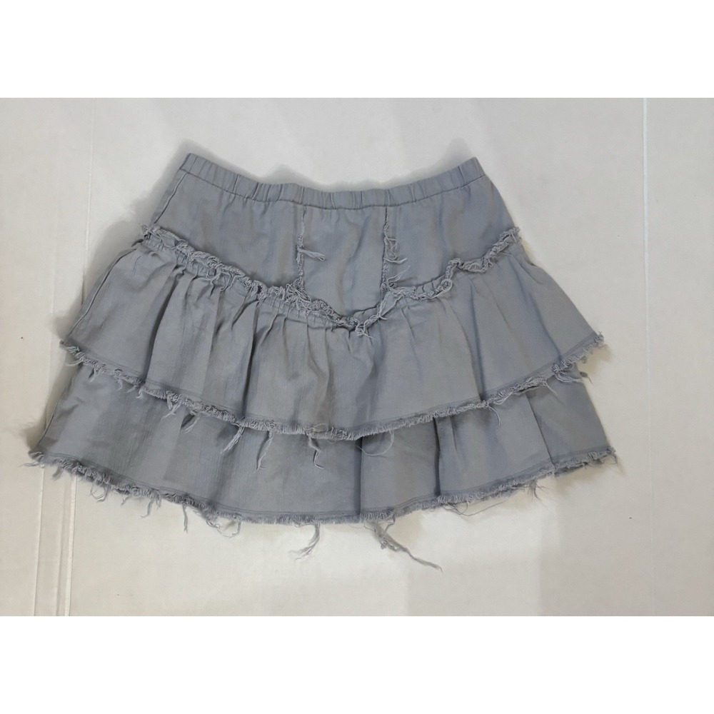 Kirious Los Angeles Juniors Ruffle Light Denim Grey Tiered Mini Skirt Sz:small
